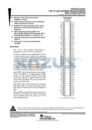 SN74ALVC162831 datasheet - 1-BIT TO 4-BIT ADDRESS REGISTER/DRIVER WITH 3-STATE OUTPUTS