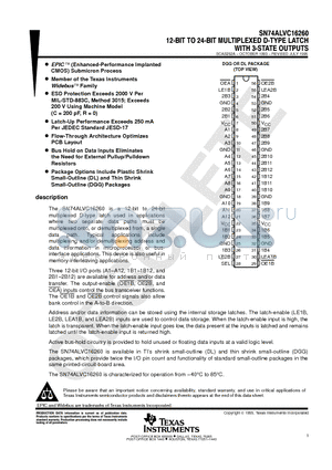SN74ALVC16260 datasheet - 12-BIT TO 24-BIT MULTIPLEXED D-TYPE LATCH WITH 3-STATE OUTPUTS