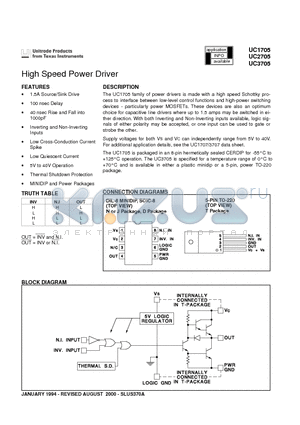 UC1705D datasheet - High Speed Power Driver