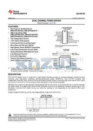 UC1707-SP datasheet - DUAL CHANNEL POWER DRIVER