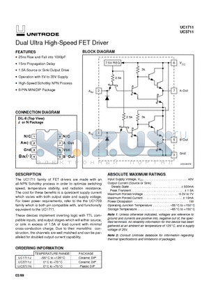 UC1711J datasheet - Dual Ultra High-Speed FET Driver