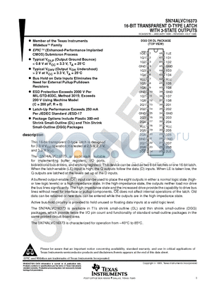 SN74ALVC16373 datasheet - 16-BIT TRANSPARENT D-TYPE LATCH WITH 3-STATE OUTPUTS