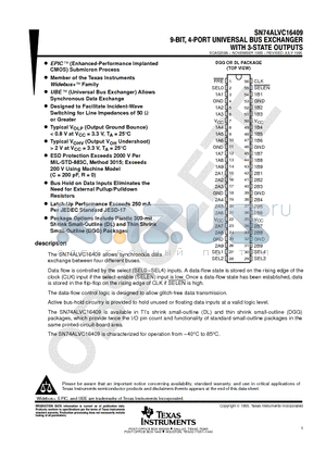 SN74ALVC16409DLR datasheet - 9-BIT, 4-PORT UNIVERSAL BUS EXCHANGER WITH 3-STATE OUTPUTS
