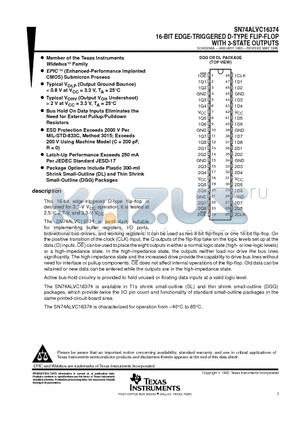 SN74ALVC16374DL datasheet - 16-BIT EDGE-TRIGGERED D-TYPE FLIP-FLOP WITH 3-STATE OUTPUTS