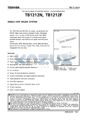 TB1212 datasheet - SINGLE CHIP NICAM SYSTEM