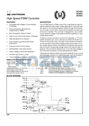 UC1823 datasheet - High Speed PWM Controller