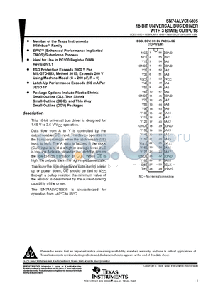 SN74ALVC16835DGV datasheet - 18-BIT UNIVERSAL BUS DRIVER WITH 3-STATE OUTPUTS