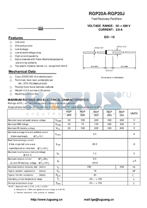 RGP20A datasheet - Fast Recovery Rectifiers