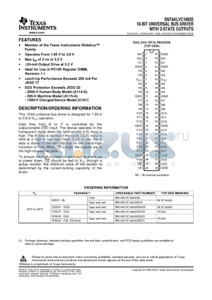SN74ALVC16835DLG4 datasheet - 18-BIT UNIVERSAL BUS DRIVER WITH 3-STATE OUTPUTS