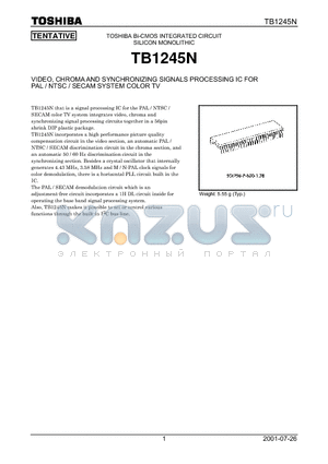 TB1245N datasheet - TOSHIBA Bi-CMOS INTEGRATED CIRCUIT SILICON MONOLITHIC