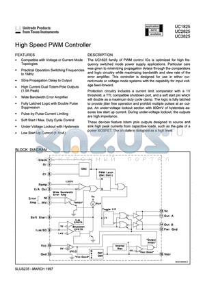 UC1825 datasheet - High Speed PWM Controller