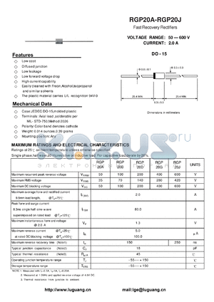 RGP20J datasheet - Fast Recovery Rectifiers