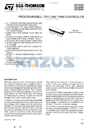 UC1840J datasheet - PROGRAMMABLE, OFF-LIINE, PWM CONTROLLER