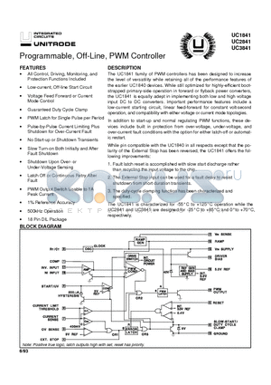 UC1841 datasheet - Programmable, Off-Line, PWM Controller