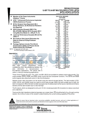 SN74ALVCH162260 datasheet - 12-BIT TO 24-BIT MULTIPLEXED D-TYPE LATCH WITH 3-STATE OUTPUTS