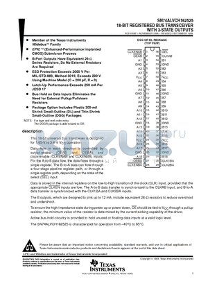 SN74ALVCH162525 datasheet - 18-BIT REGISTERED BUS TRANSCEIVER WITH 3-STATE OUTPUTS