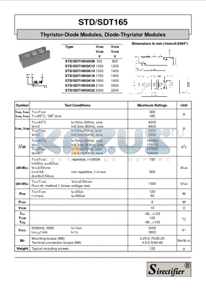 SDT165 datasheet - Thyristor-Diode Modules, Diode-Thyristor Modules