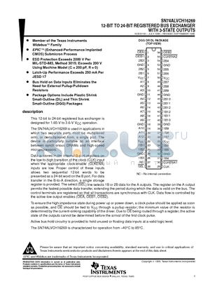 SN74ALVCH16269DGG datasheet - 12-BIT TO 24-BIT REGISTERED BUS EXCHANGER WITH 3-STATE OUTPUTS