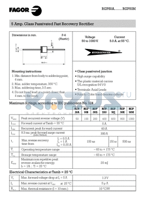 RGP50A datasheet - 5 Amp. Glass Passivated Fast Recovery Rectifier