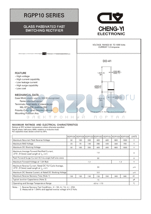 RGPP10A datasheet - GLASS PASSIVATED FAST SWITCHING RECTIFIER