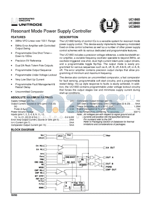 UC1860 datasheet - Resonant Mode Power Supply Controller