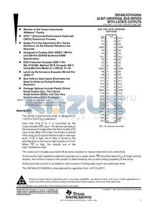 SN74ALVCH162836 datasheet - 20-BIT UNIVERSAL BUS DRIVER WITH 3-STATE OUTPUTS