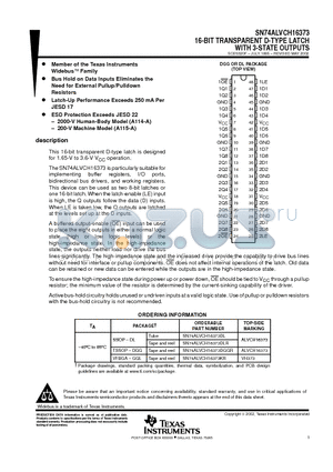 SN74ALVCH16373_02 datasheet - 16-BIT TRANSPARENT D-TYPE LATCH WITH 3-STATE OUTPUTS