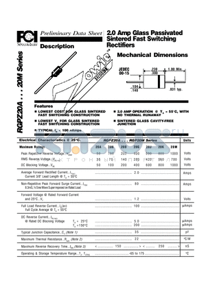 RGPZ20A datasheet - 2.0 Amp Glass Passivated Sintered Fast Switching Rectifiers Mechanical Dimensions