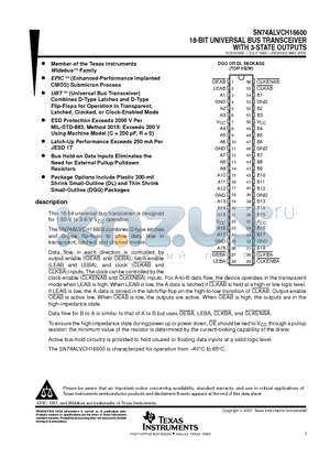 SN74ALVCH16600 datasheet - 18-BIT UNIVERSAL BUS TRANSCEIVER WITH 3-STATE OUTPUTS