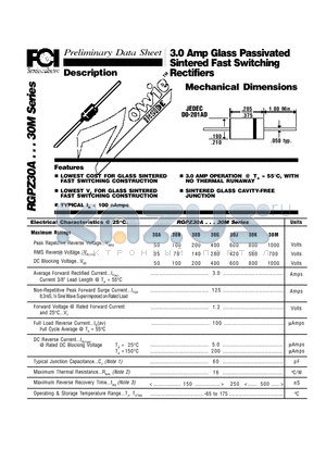 RGPZ30B datasheet - 3.0 Amp Glass Passivated Sintered Fast Switching Rectifiers Mechanical Dimensions