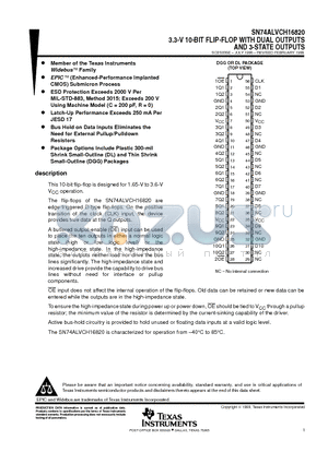 SN74ALVCH16820DGG datasheet - 3.3-V 10-BIT FLIP-FLOP WITH DUAL OUTPUTS AND 3-STATE OUTPUTS