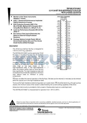 SN74ALVCH16821 datasheet - 3.3-V 20-BIT BUS-INTERFACE FLIP-FLOP WITH 3-STATE OUTPUTS