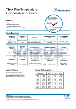 RGT2-30001002J datasheet - Thick Film Temperature Compensation Resistor