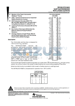 SN74ALVCH16825 datasheet - 18-BIT BUFFER/DRIVER WITH 3-STATE OUTPUTS