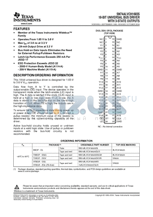 SN74ALVCH16835 datasheet - 18-BIT UNIVERSAL BUS DRIVER WITH 3-STATE OUTPUTS