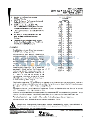 SN74ALVCH16841 datasheet - 20-BIT BUS-INTERFACE D-TYPE LATCH WITH 3-STATE OUTPUTS