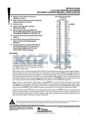 SN74ALVCH16903 datasheet - 3.3-V 12-BIT UNIVERSAL BUS DRIVER WITH PARITY CHECKER AND DUAL 3-STATE OUTPUTS