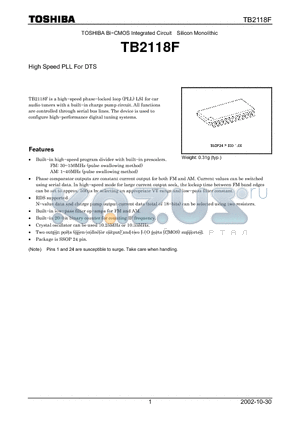 TB2118F datasheet - High Speed PLL For DTS