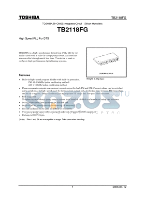 TB2118FG datasheet - High Speed PLL For DTS