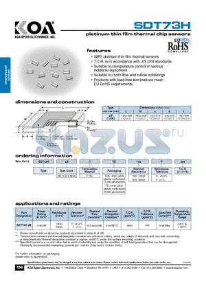 SDT73H2BTTE500F385 datasheet - platinumthin film thermal chip sensors