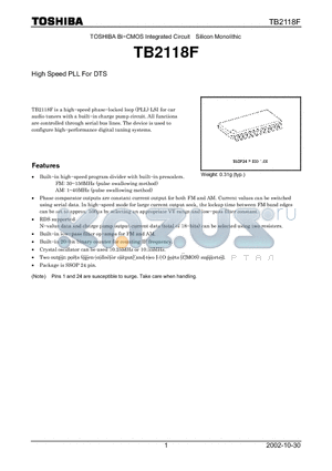 TB2118F_02 datasheet - High Speed PLL For DTS