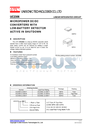 UC2306L-XX-D08-T datasheet - MICROPOWER DC/DC CONVERTERS WITH LOW-BATTERY DETECTOR