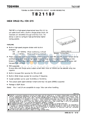 TB2118F datasheet - HIGH SPEED PLL FOR DTS