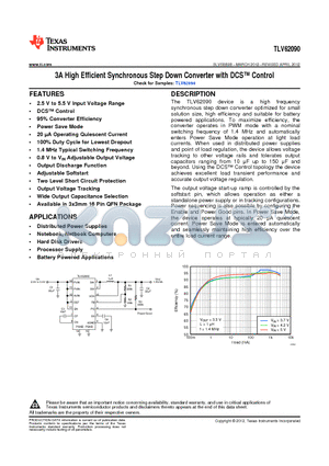 TLV62090 datasheet - 3A High Efficient Synchronous Step Down Converter with DCS Control