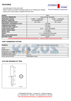 TB26 datasheet - HIGH RELIABILITY FOR LOW COST