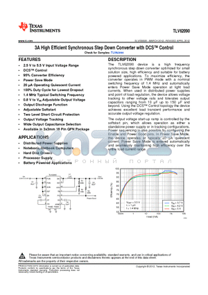 TLV62090RGTR datasheet - 3A High Efficient Synchronous Step Down Converter with DCS Control