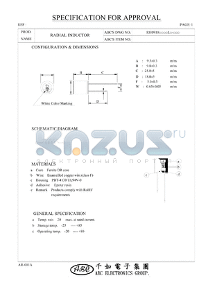 RH0910150KL datasheet - RADIAL INDUCTOR