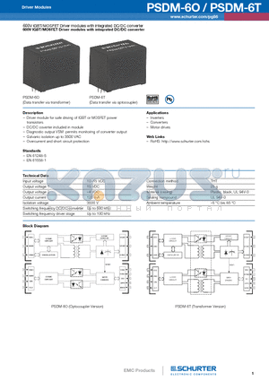 PSDM-6O datasheet - 600V IGBT/MOSFET Driver modules with integrated DC/DC converter