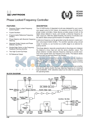 UC2635 datasheet - Phase Locked Frequency Controller