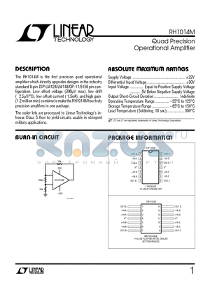 RH1014M datasheet - Quad Precision Operational Amplifier